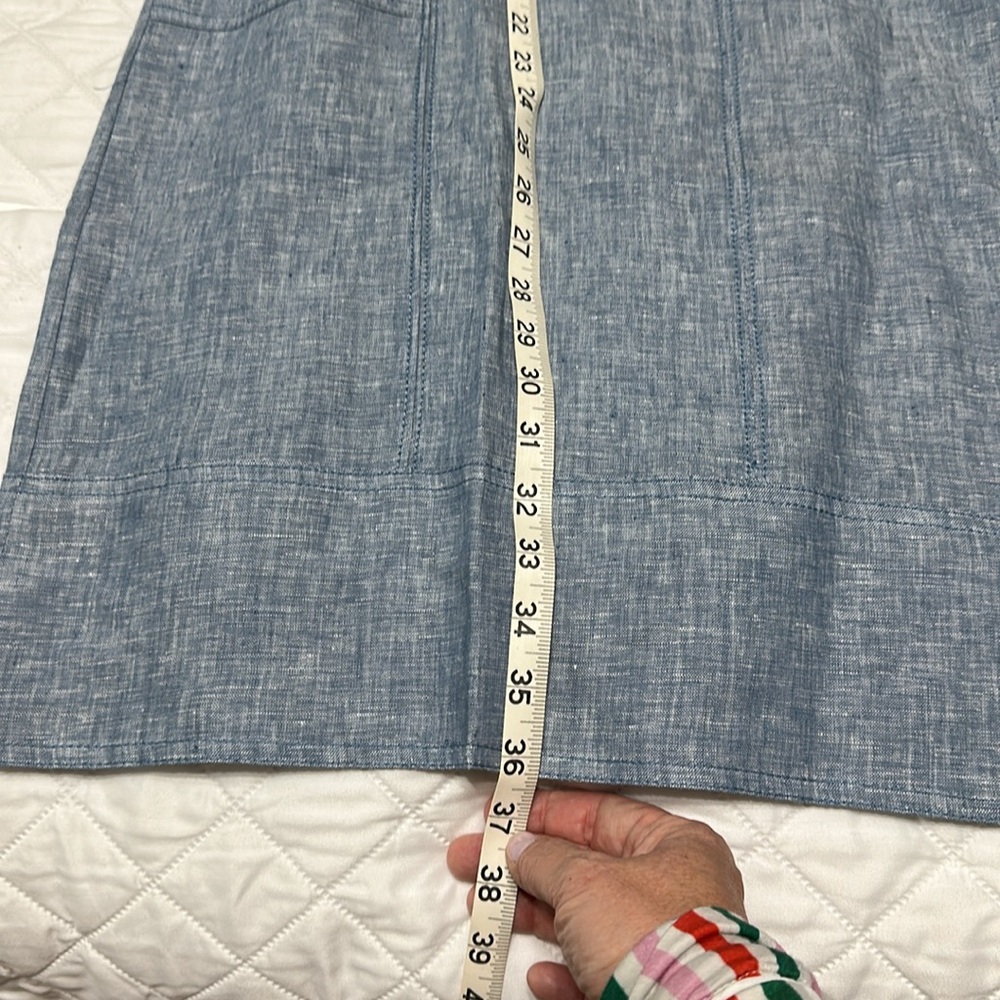 Sleeveless Linen Blue Dress - Picture 6 of 8